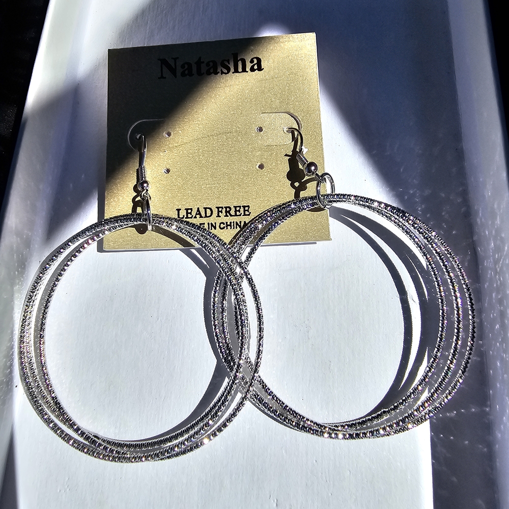 Natasha Couture Silver Hoop Earrings